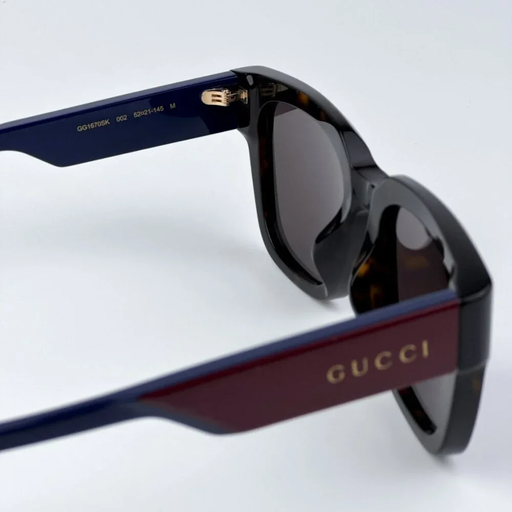 Gucci GG1670SK 002 BRAND NEW Sunglasses Havana Red Blue Grey Unisex Square
